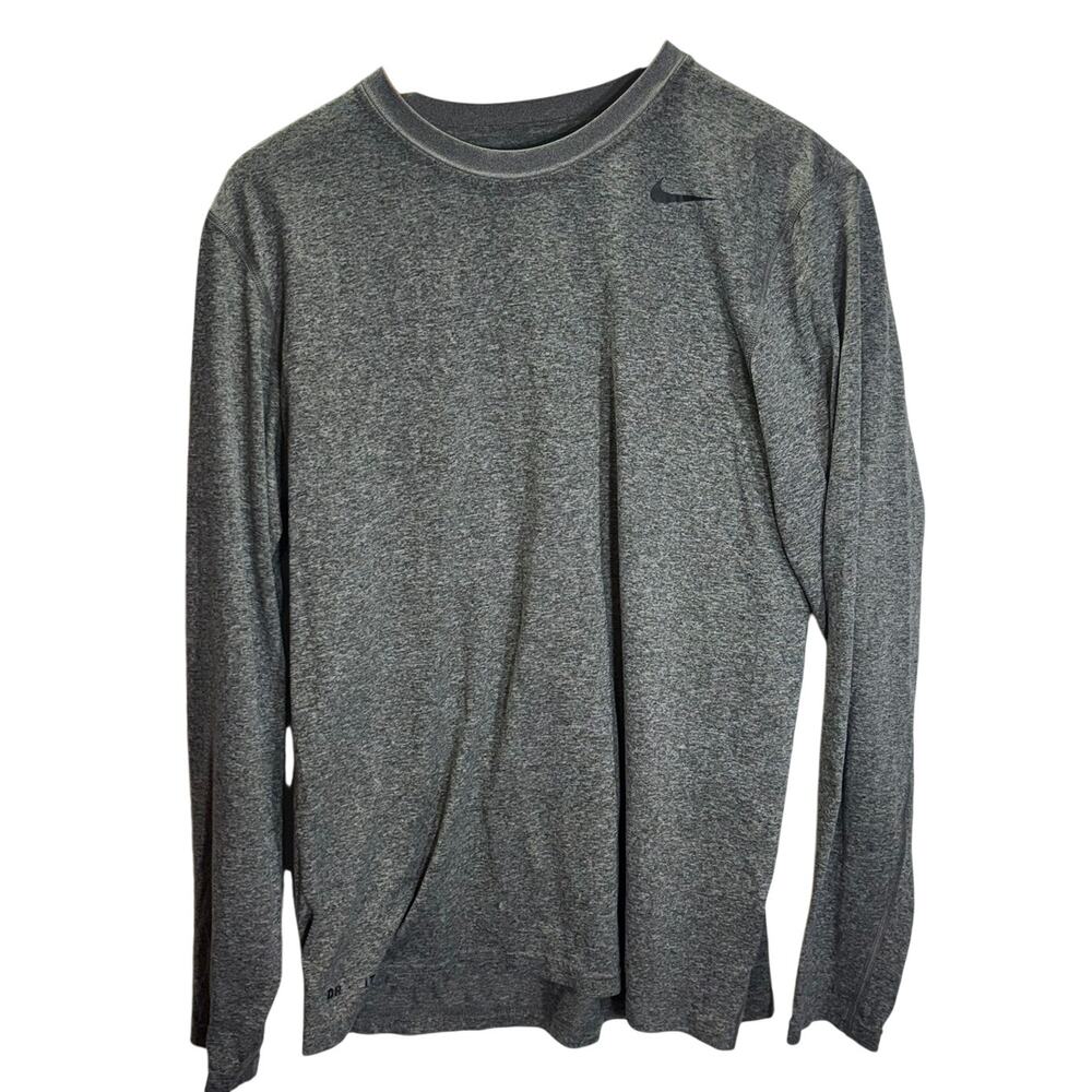 Nike Dri-Fit Men’s Long Sleeve Athletic Shirt Gray Medium Running Training
